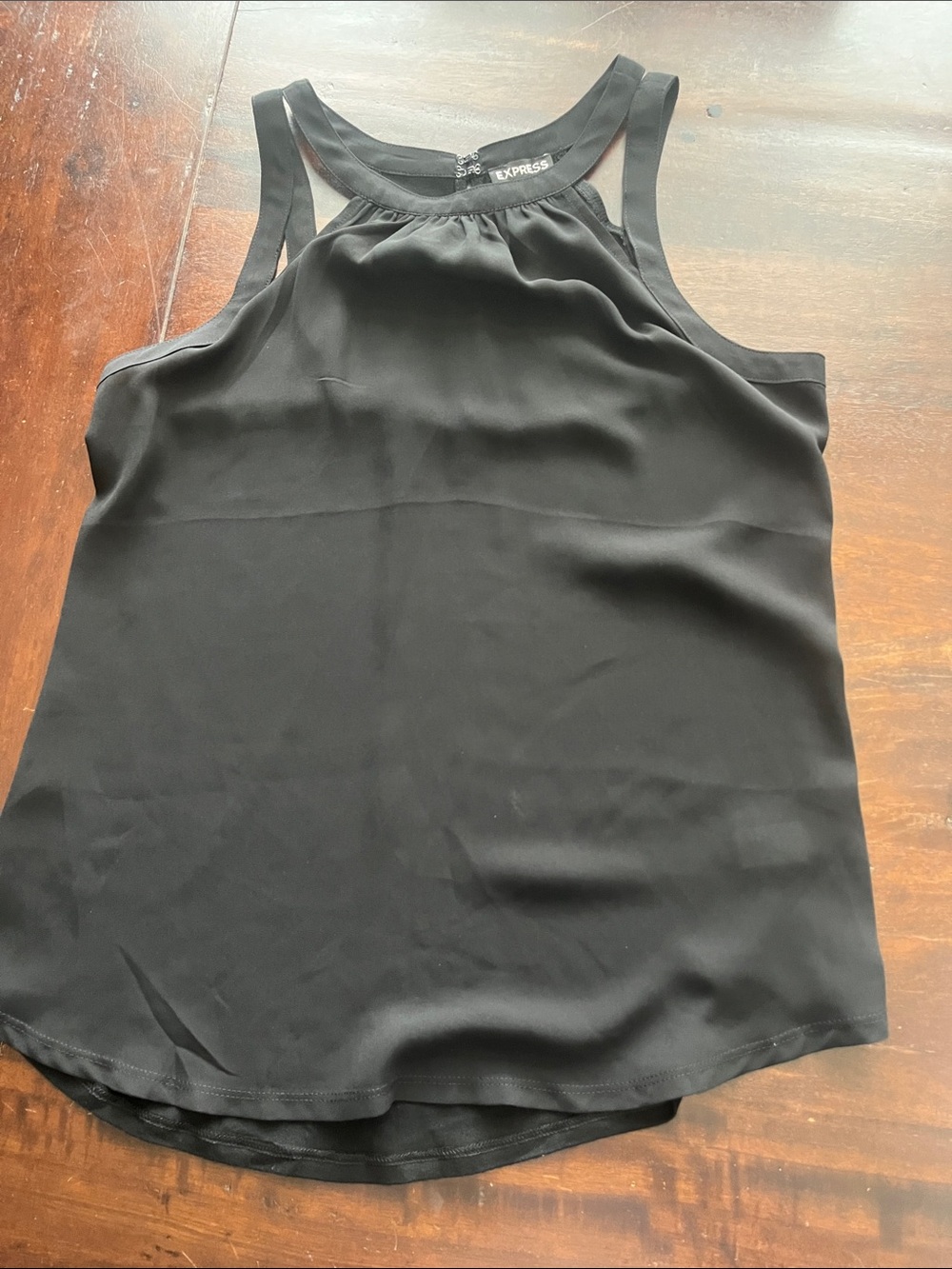 Express Black Double-Strap Halter Shell Tank